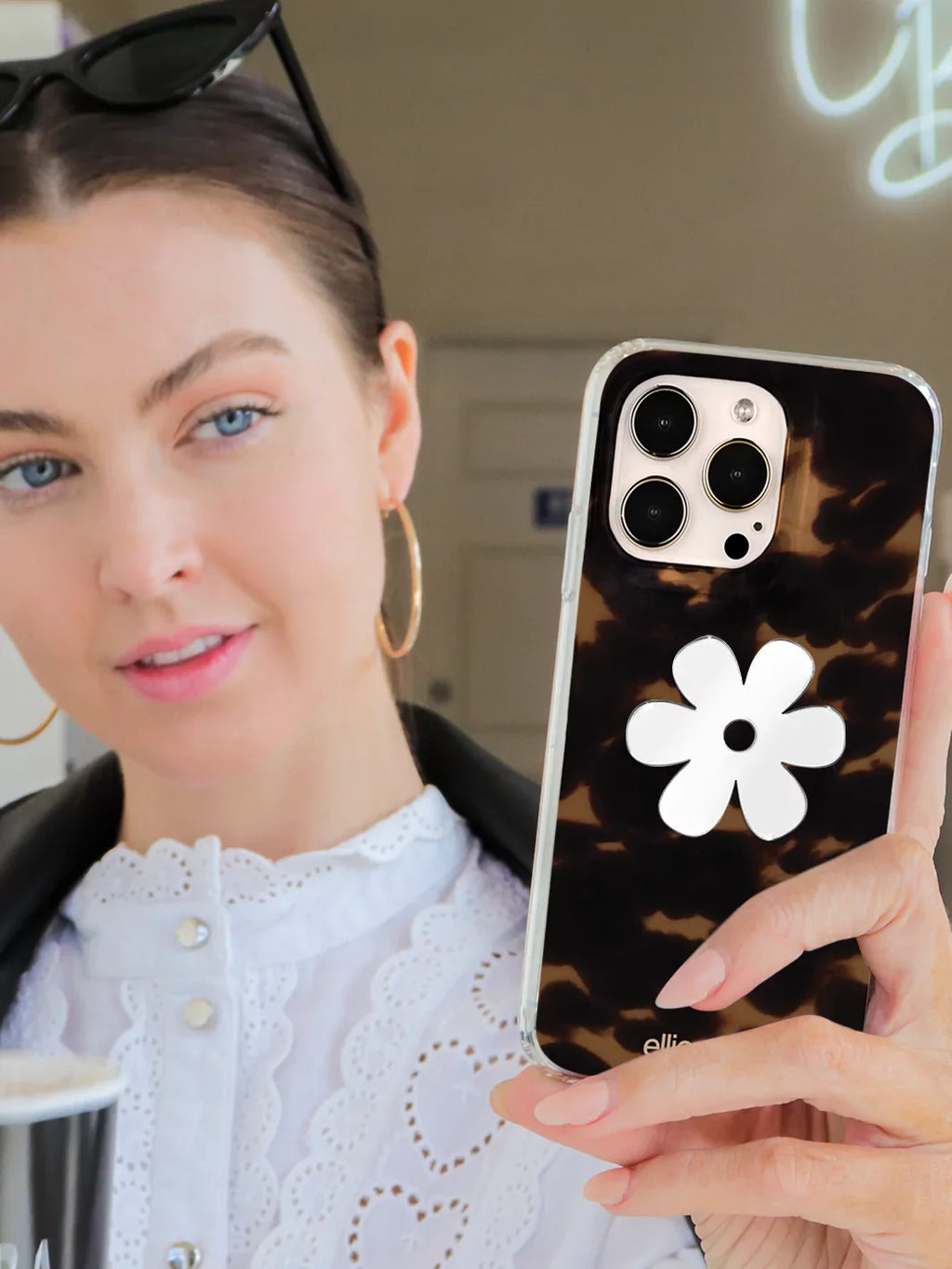 Stick-On Mirror Phone Decal - Flower