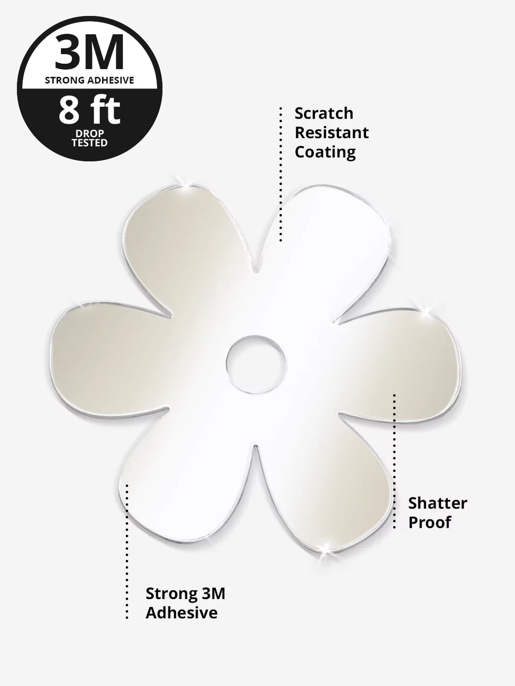 Stick-On Mirror Phone Decal - Flower