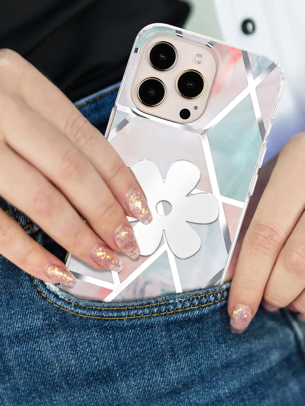 Stick-On Mirror Phone Decal - Flower