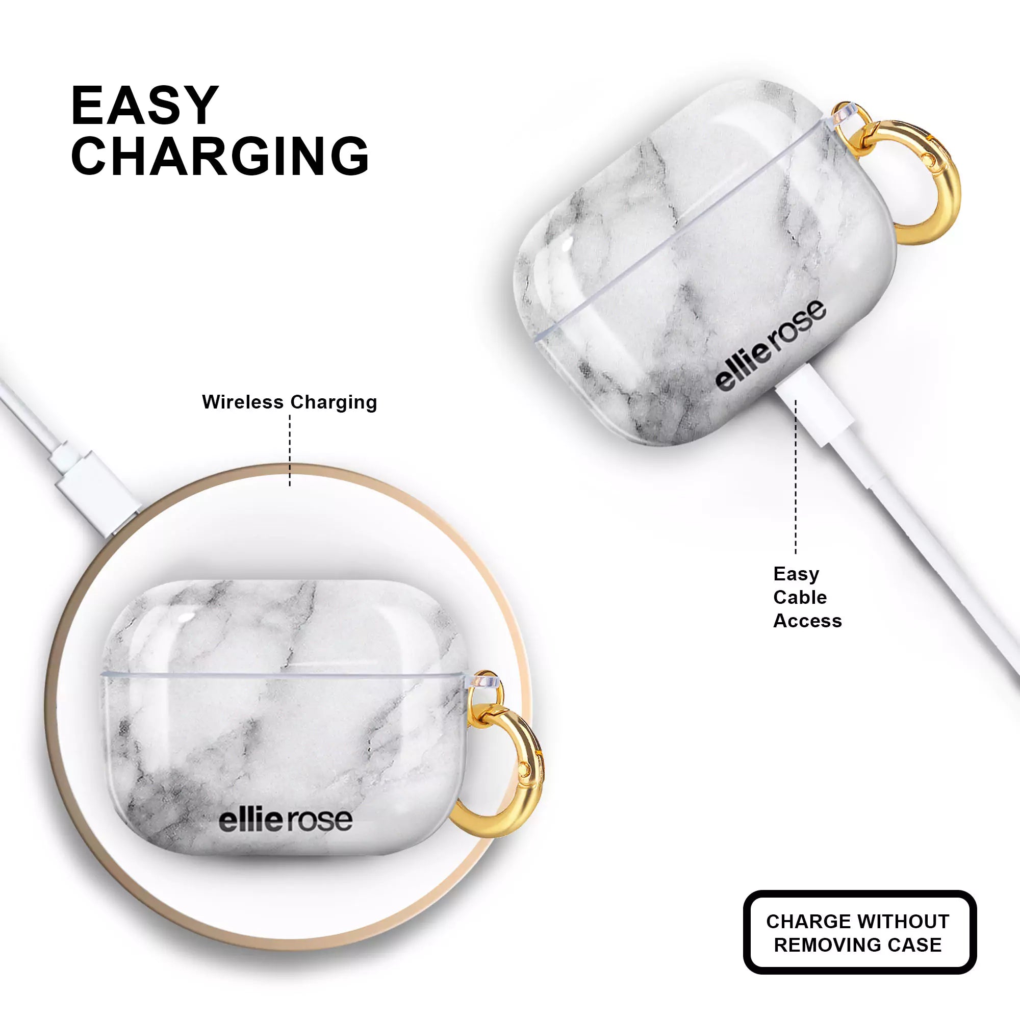 White Marble Airpods Pro Case