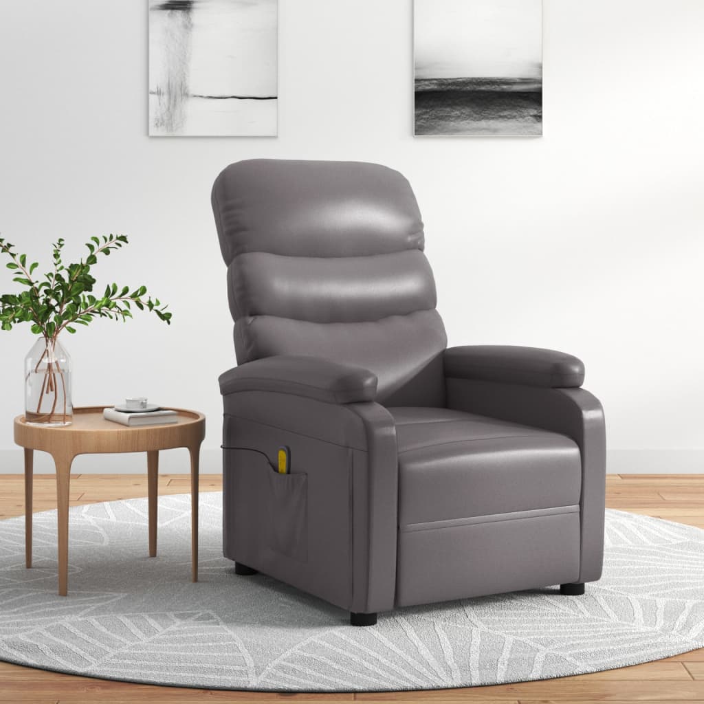 vidaXL Massage Recliner Massaging Recliner Chair for Elderly Faux Leather