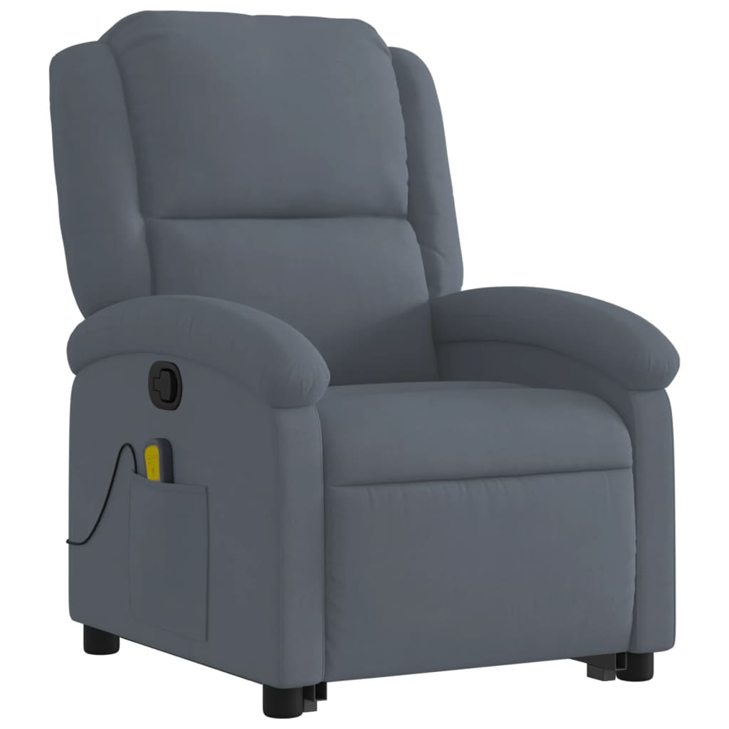 vidaXL Stand up Massage Recliner Chair Dark Gray Velvet