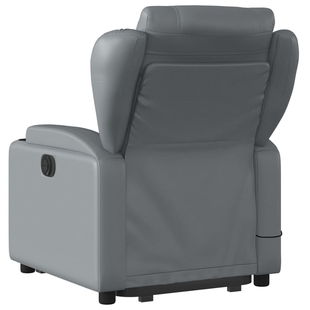 vidaXL Electric Stand up Massage Recliner Chair Gray Faux Leather