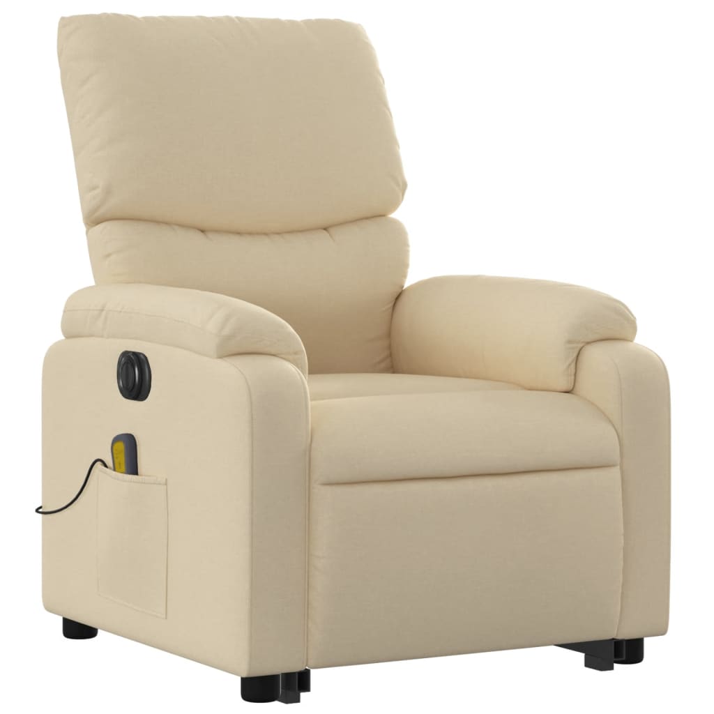 vidaXL Electric Stand up Massage Recliner Chair Cream Fabric
