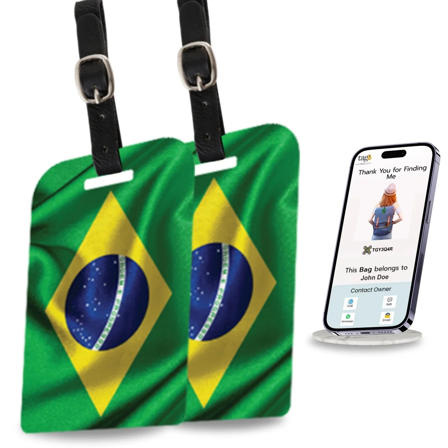 Smart Bag Security Tag - Brazil Flag [Pack 2]