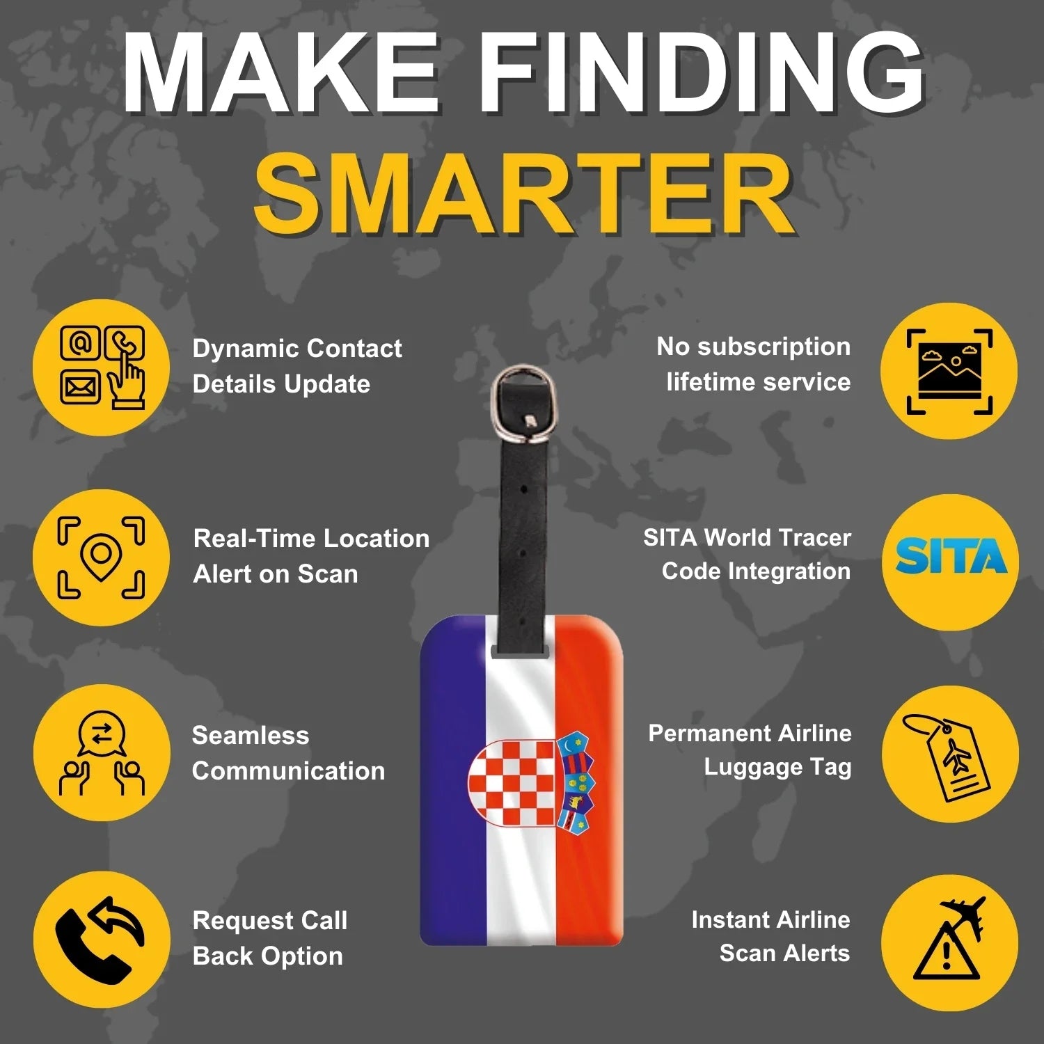 Smart Bag Security Tag -  Croatia Flag [Pack 2]