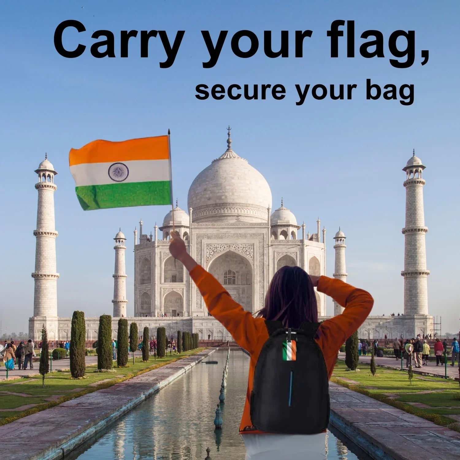 Smart Bag Security Tag - India flag colours [Pack 2]